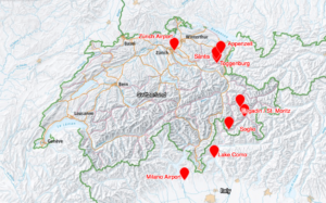 Map of our Appenzell hiking trip with Engadin and Lake Como