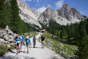 Hiking in the Sennes Fannes Naturpark in the Dolomites