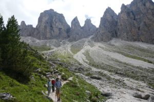 Hiking in the Puez Dolomites mountains