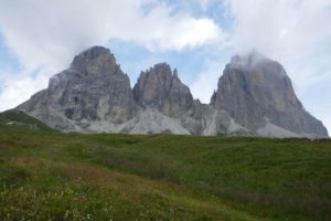 The Langkofel and Plattkofel mountains in the Dolomites