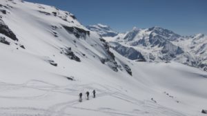 perfect skitouring day on the Chamonix to zermatt haute route
