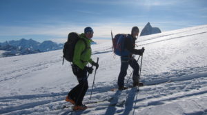 ski touring on the Chamonix to zermatt haute route in the Swiss alps