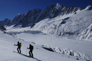 skitouring week in Chamonix in the argentiere glacier basin