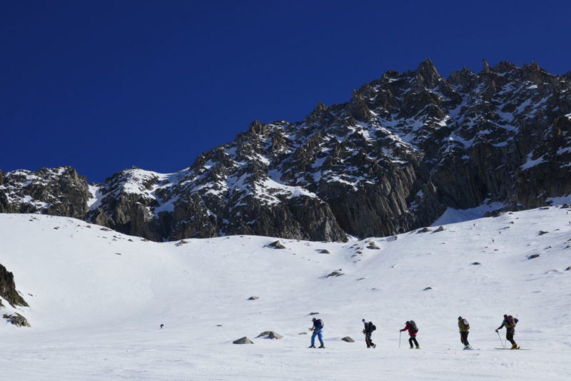 skitouring week in Chamonix skinning up to Col du Passon