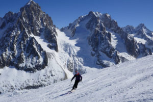 skiing in chamonix at les grands Monte's