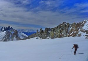 ski touring to the top of cerro San Lorenzo in patagonia