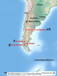 map from our hiking tour in patagonia