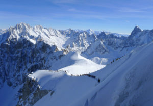 View from aiguilles du midi towards valley blanche