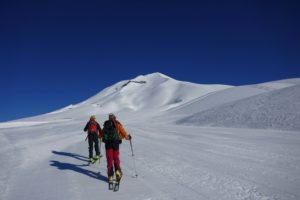 backcountry skiing at volcano Lonquimay in Chile