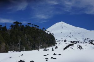 skitouring at volcano llama in chile