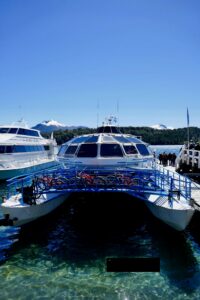 Catamarn ride on our Patagonia Lake District Bike tour in Bariloche