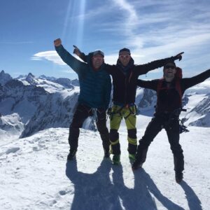 Happy skiers on the Chamonix to Zermatt Haute Route
