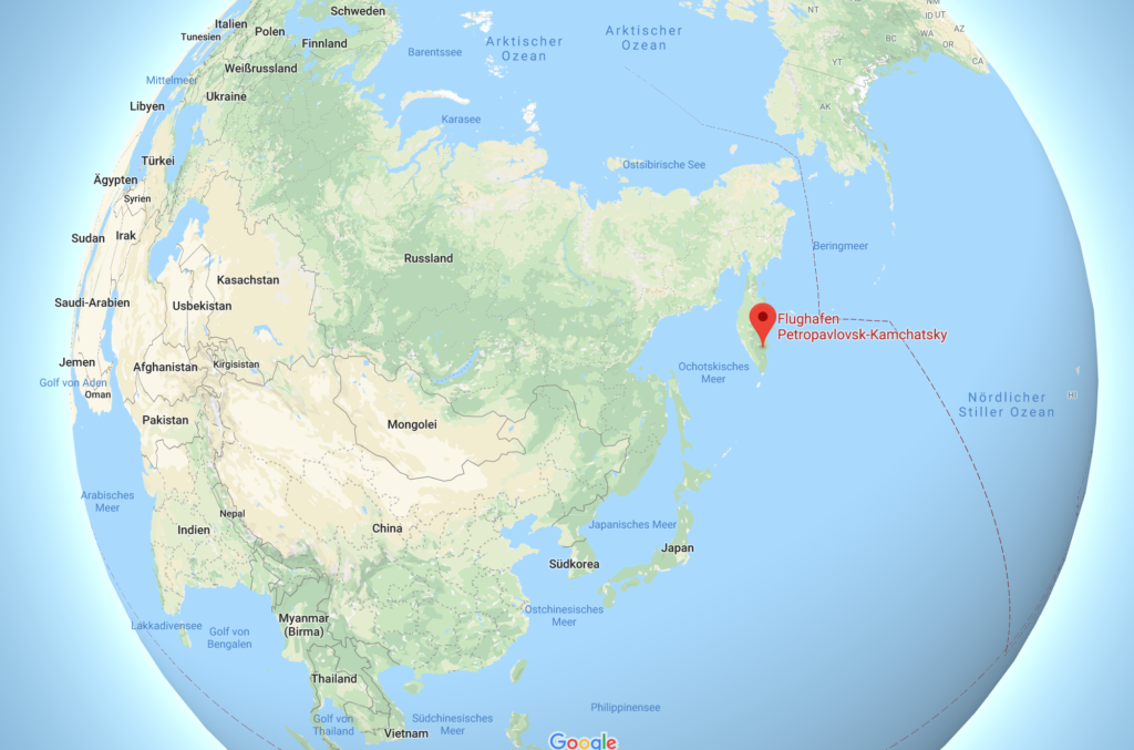 Karte des Flughafens Kamtschatka in Russland