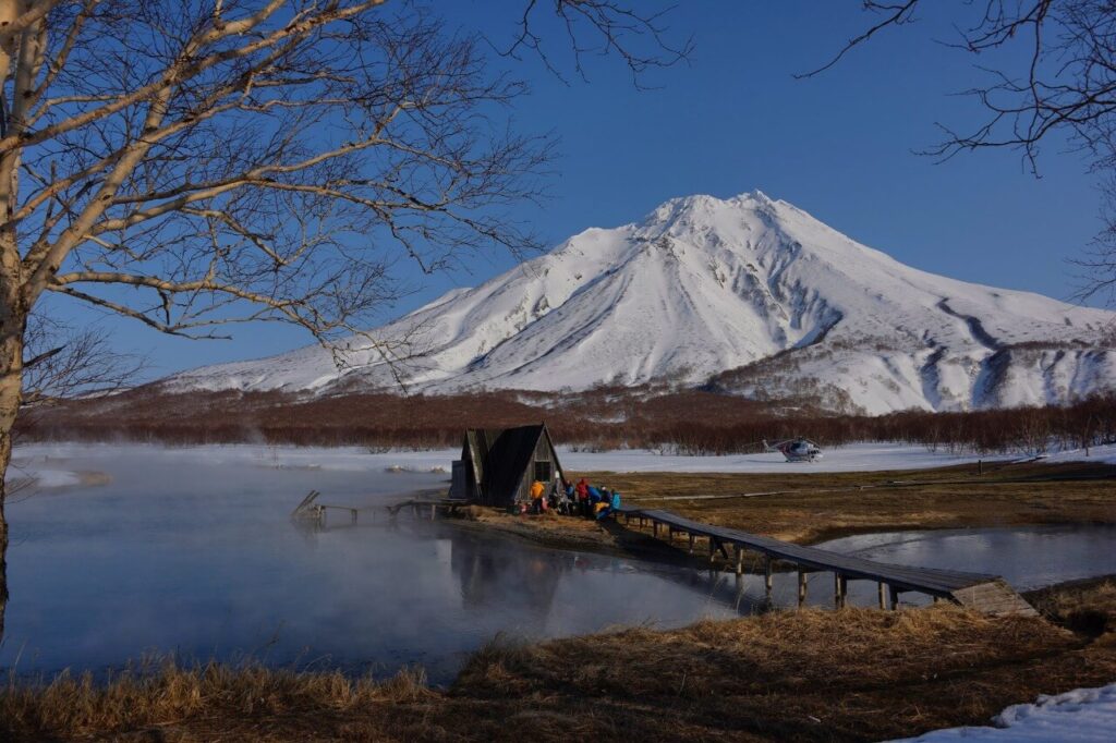 volcano in Kamchatka with hot springs
