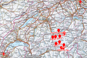 Map for Transalp trekking Tour Switzerland